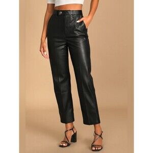 Levi's Black Math Club Vegan Leather Straight Leg Trouser Slacks Size 29